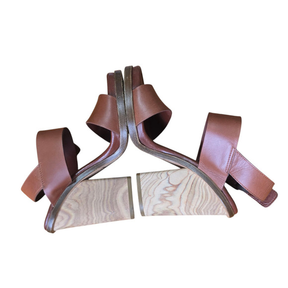 VINCE Haley Heel in Whiskey Sandals size 6 brown chunky - Picture 7 of 8